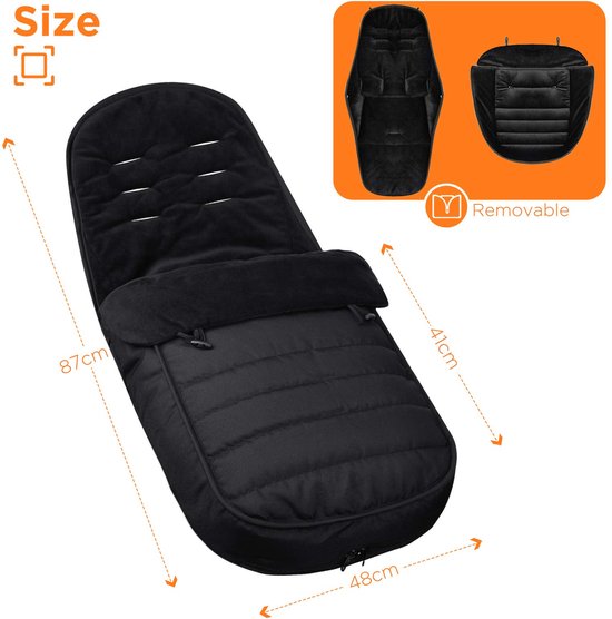 Ibenzoa® Warme en Waterdichte Voetenzak voor Kinderwagen en Buggy in Zwart — afbeelding 4