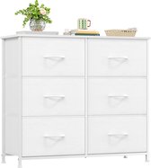 HOKEEPER Commode, kast met 4 stoffen laden, dressoir, borst of lades voor kasten, comodetekast met houten plaat en metalen frame voor slaapkamer, woonkamer, hal (bruin