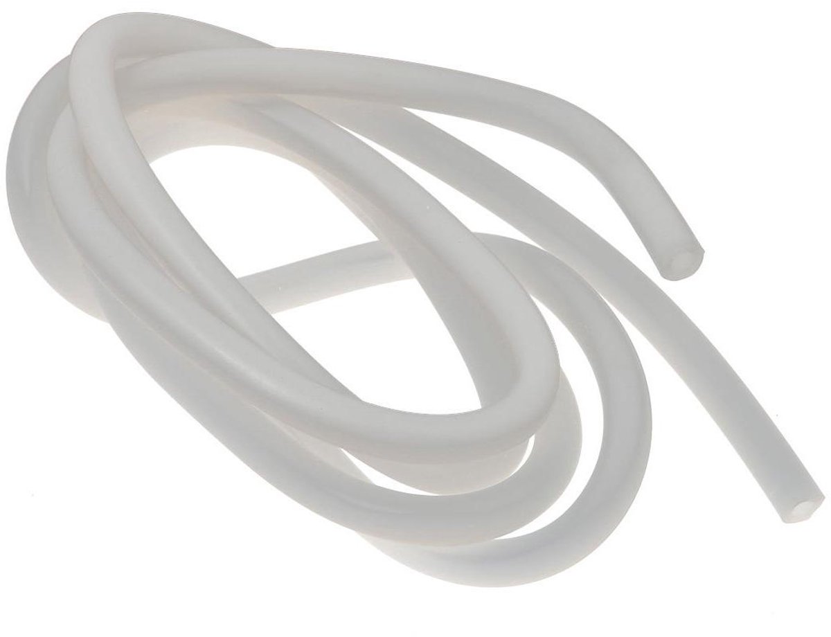 Allecto plus - Hittebestendige siliconen slang van 6 mm x 11 mm, flexibel en 2 meter lang in melkachtig wit.