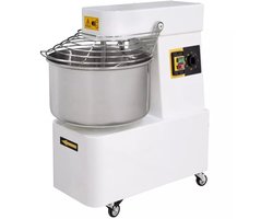 HENDI spiraalmixer - rvs 18/10 en koolstofstaal - vaste kom, 2 snelheden, 48 liter - 480x805x(h)850 mm - zilvergrijs - 128 kg/uur - bakkerij/pizzeria