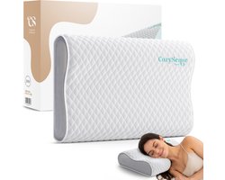 CozySense® Hoofdkussen - Traagschuim Slaapkussen - Ortopedisch voor Nekklachten - Ergonomisch Hoofdkussen - Voor Rug- en Zijslaper - Inclusief Kussensloop en Draagtas - Medium Hardheid