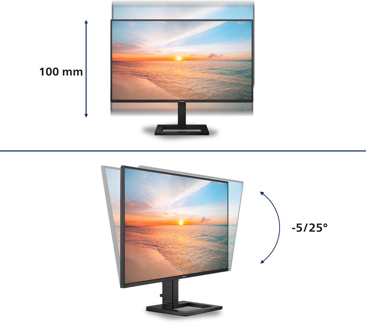 Philips 27" QHD IPS Monitor 2560x1440 100Hz USB-C 65W Opladen 1ms MPRT Speakers LowBlue Mode - Afbeelding 4