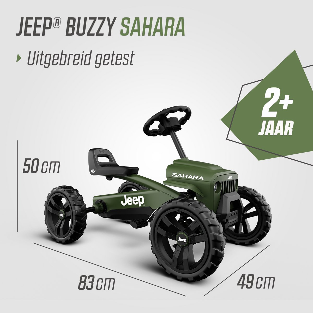 BERG Buzzy JEEP® Sahara Skelter - Officieel licentieproduct - 2+ jaar - Verstelbare Stoel - Anti-lek EVA banden - Groen — afbeelding 7