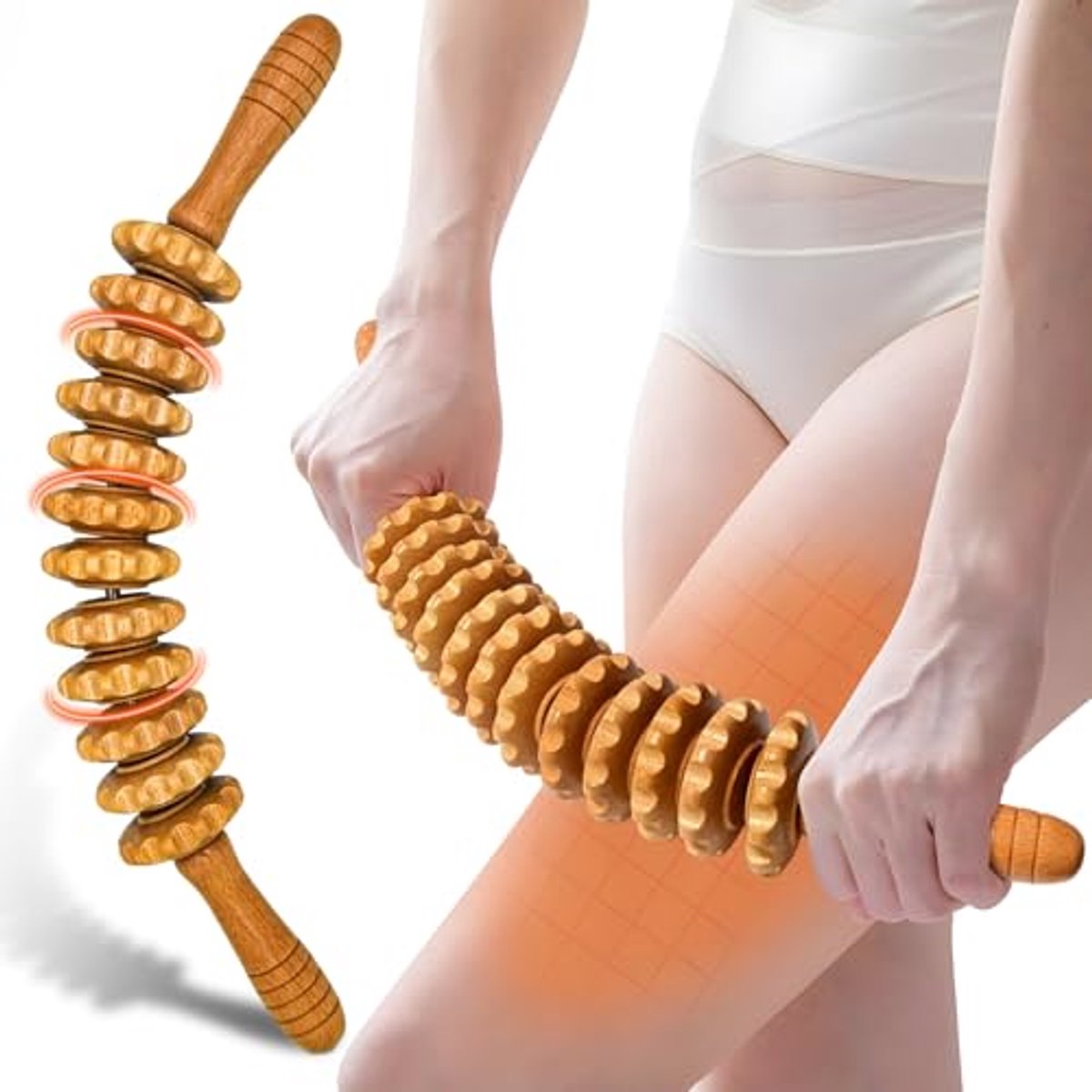 Houten fasciarol en massageroller voor spierontspanning en lichaamsvorming