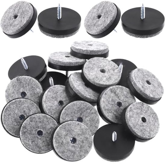 Design61 Silencer 8 stuks vilten stoelglijders met antislip oppervlak van dempend vilt 24-25 mm