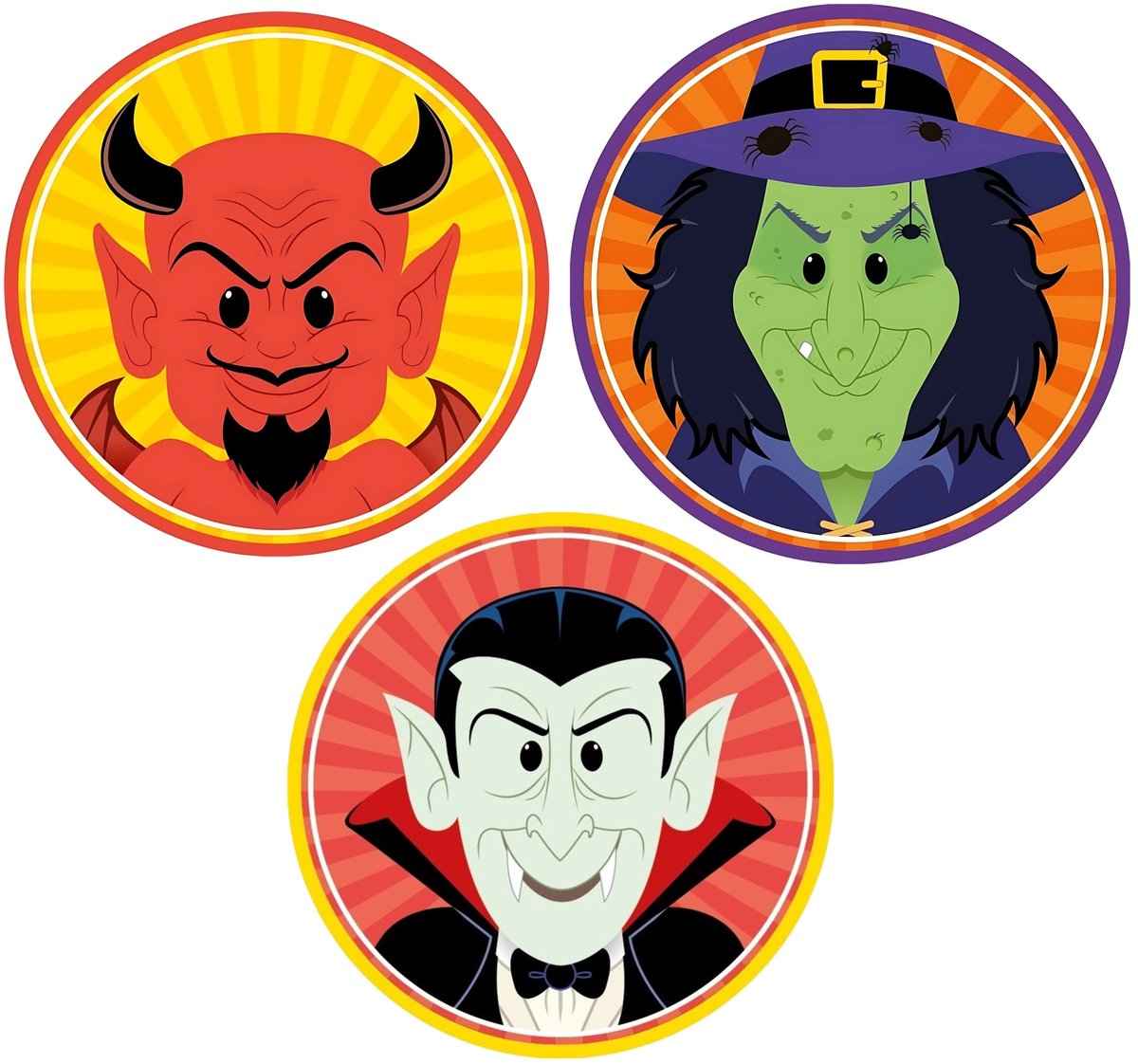 Halloween glazen onderzetters - 30x stuks - horror duivel / heks / vampier - karton - tafel versiering