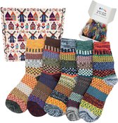 Tutti Footi - Retro Sokken Set Vera - 5 paar Winter Sokken met Wol - Maat 37-42 - Vintage Sokken dames/heren