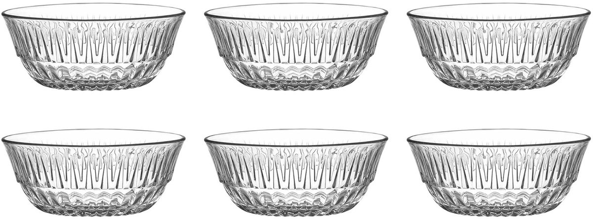 Asir - Glazen Kommenset - 12,5 x 12,5 x 5,1 cm - Transparant - 6 Stuks