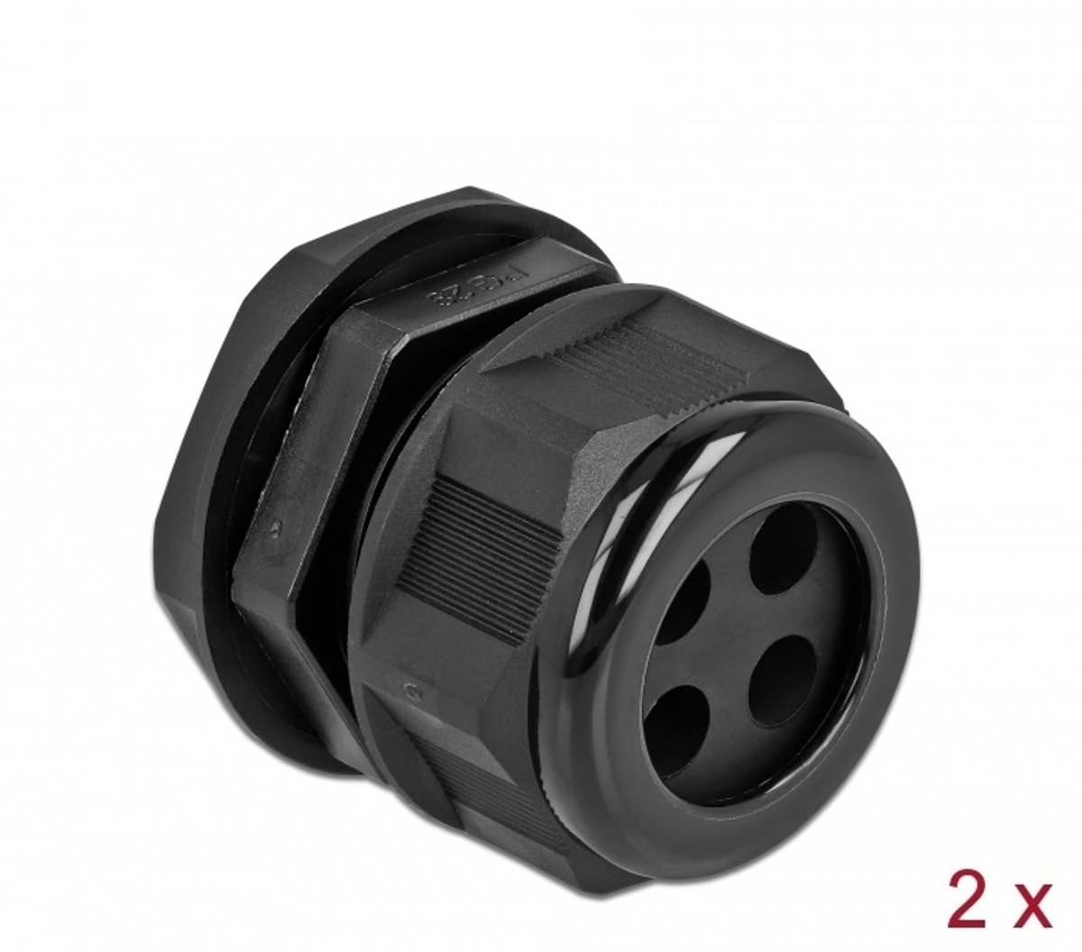 Kabelwartel PG29 voor ronde kabel met vier kabelinvoer zwarte 2 stuks