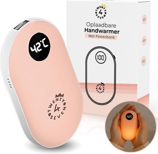 Babacom Oplaadbare handwarmer, 2 verpakkingen x 3000 mAh [20 uur continue warmte] Handwarmers, herbruikbaar, 3 warmtestanden, elektrische verwarming, dun en draagbaar, voor buiten/camping/werk