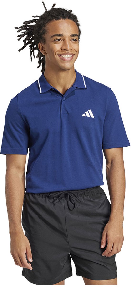 Adidas Essentials Small Logo Piqué Korte Mouw Poloshirt L Man Blauw