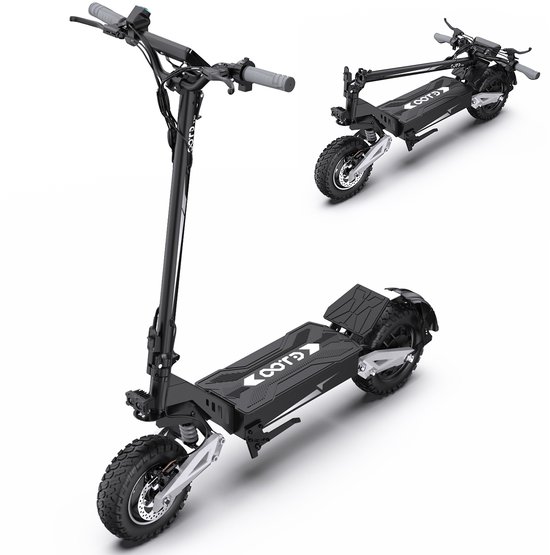 OOTD T10 - Elektrische Step - Langeafstandsversie - 60 km Actieradius - 500W Motor - Snelheid tot 25km/h - 11 Inch Offroad Banden - Dubbele Schijfremmen & Vering - Opvouwbaar - Zwart+grijs