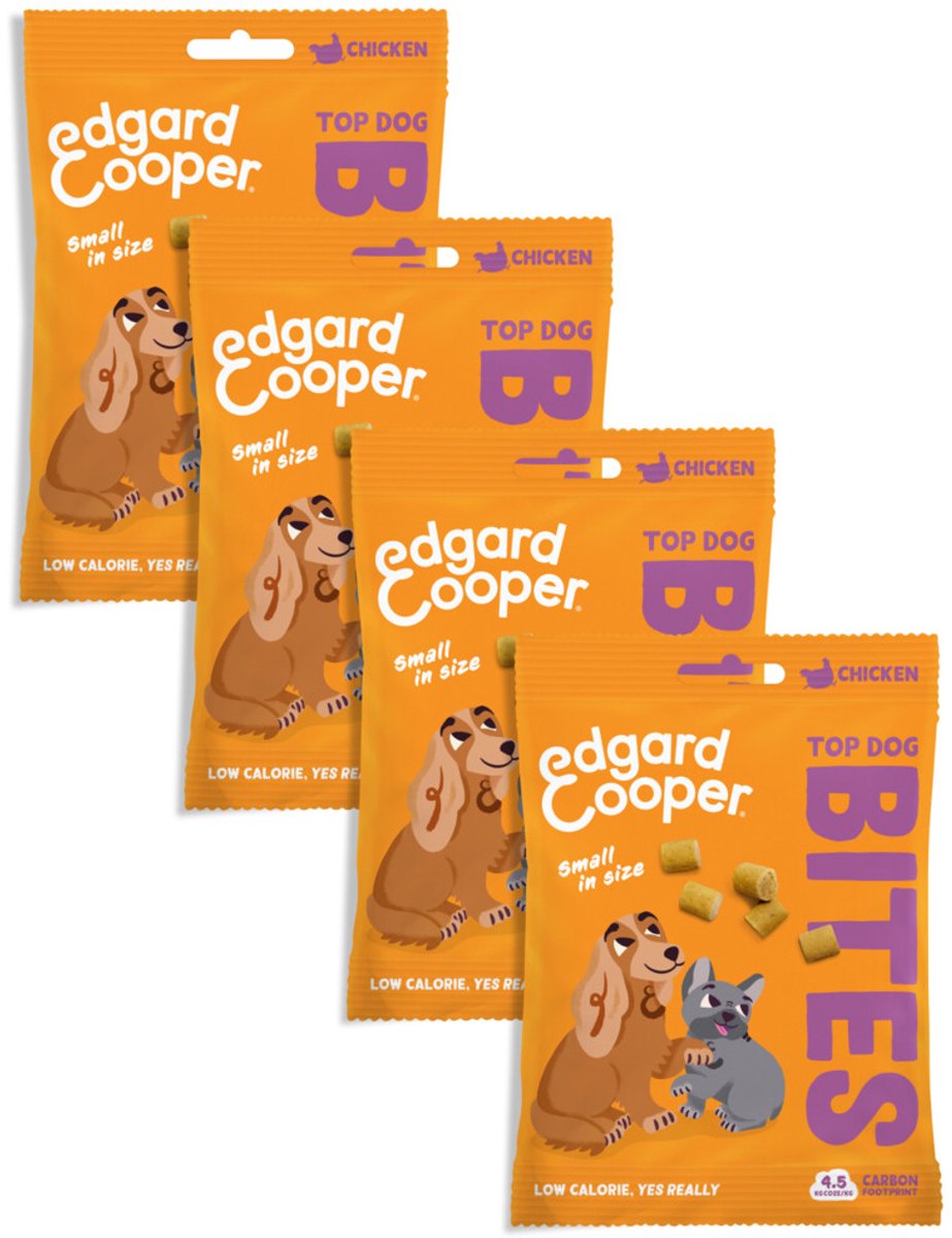 Edgard & Cooper 4x Natuurlijke Hondensnacks, Kip Bites Small (4 x 50g), Graanvrije Beloningen, Vers Vlees, vol Essentiële Aminozuren voor een Gezonde Spijsvertering