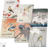 Wenskaarten condoleance / sterkte - Set van 12 dubbele wenskaarten met enveloppen - Gecondoleerd - Sterkte - Condoleancekaarten / Rouwkaarten