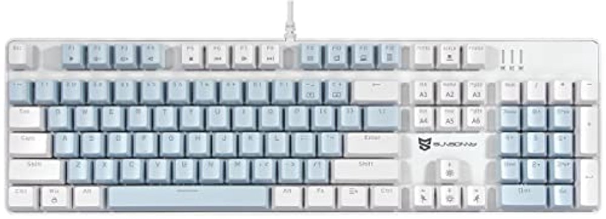 Mechanisch Gaming-Toetsenbord met LED Achtergrondverlichting - 104 Toetsen, Afneembare Blauwe Schakelaars