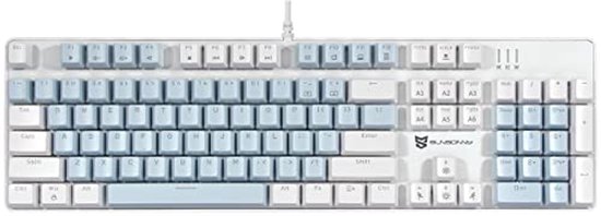 Qisan Mechanisch gaming-toetsenbord, bedraad toetsenbord, led- achtergrondverlichting, wit/blauw/rood, combo, 104 toetsen, Amerikaanse lay- out, gamingtoetsenbord met afneembare blauwe schakelaar Qisan Mechanisch gaming-toetsenbord, bedraad toetsenbord, led- achtergrondverlichting, wit/blauw/rood, combo, 104 toetsen, Amerikaanse lay- out, gamingtoetsenbord met afneembare blauwe schakelaar
