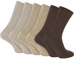 Marco Rossi 6 Paar Diabetes Sokken - 47-50 - Bruin/Zand/Beige - Wijde Boord - Sokken Zonder Elastiek - Non Elastische Top - Anti-Press - Medische Sokken - Medical socks - Naadloos - Dames en Heren