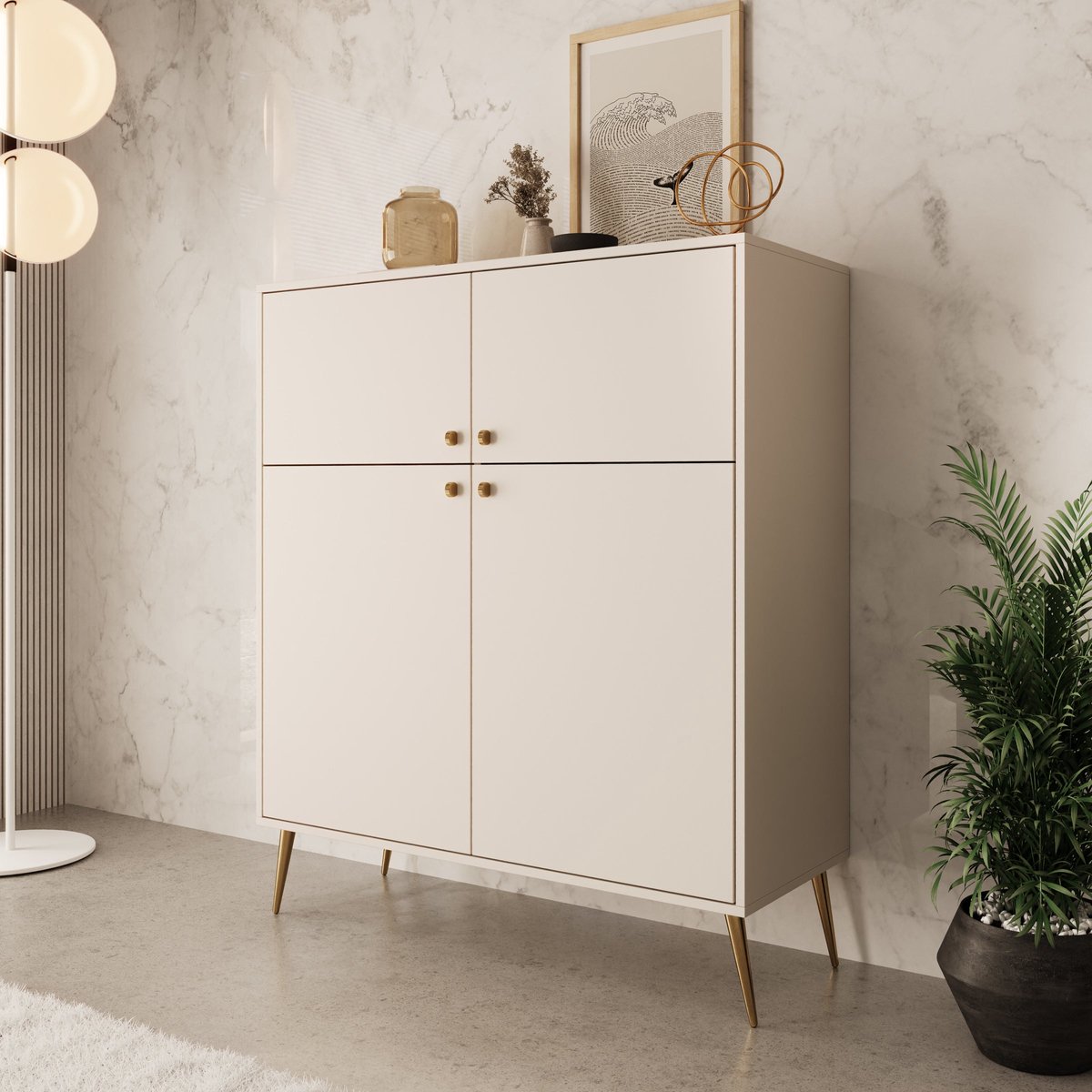 MEUBELLA Reunion - Dressoir - Beige - 105x41x122 cm