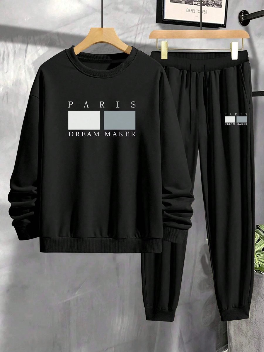 Trainingspak Heren - Tracksuit Heren - Sportkleding Heren - Joggingpak met Joggingbroek - PARIS Dream Maker - M