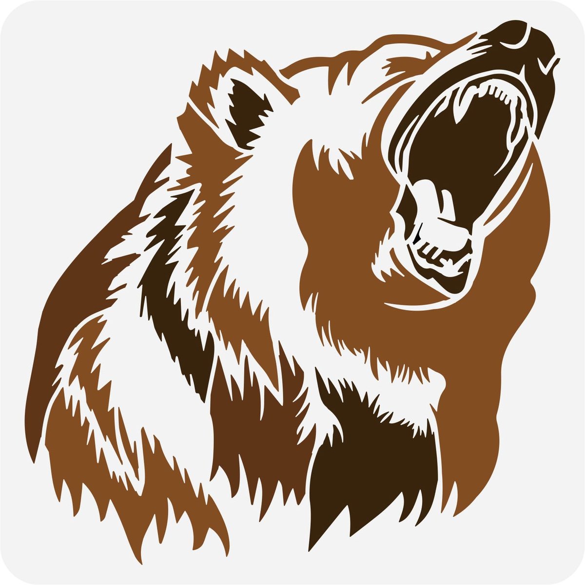 Growling Black Bear Stencil 30x30cm Vierkante Growling Bear Schilderen Sjabloon Beer met Grote Mond Grote Herbruikbare Tekening Sjabloon voor Thuis Muur Vloer Meubels Tegels Decoratie