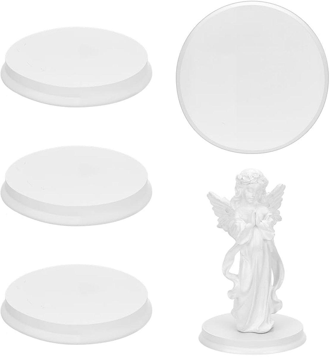 5 Stuks Hout Ronde Basis 10Cm Wit Houten Display Basis Houten Sieraden Display Stand Houten Plaquette Platte Voor Kunst Tentoonstelling Sculptuur Gieten Fotografie Prop Woondecoratie