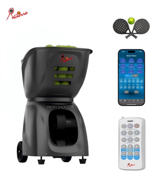 PadelShooter MAX – Padel ball machine-Padel ballenmachine-Padel Ballmaschine-Máquina de pelotas de pádel-The Ultimate Padel ballmachine with enhanced remote control – Extra wide range!