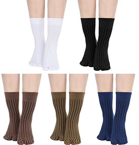 PUTUO Teenslippers Tabi Sokken: Katoenen Damessokken met Twee Teentjes Kleurrijke Geta Sokken Korte Teensokken met Grappig Patroon Japanse Stijl Tabi Sokken voor Dames, maat 35-41, 4 paar