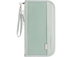 Rainbecom - Paspoort Houder -Paspoort Hoesje RFID - Waterdichte Reisportemonnee met Polsband - Document Organizer met Meerdere Vakken - Travel Wallet Bescherming tegen Diefstal - Groen