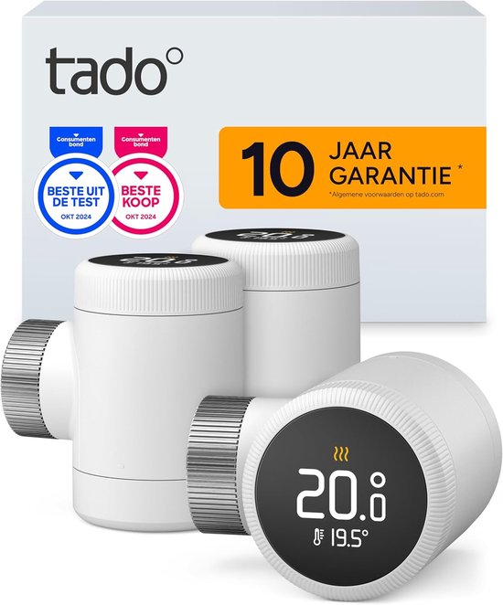 tado° Slimme Radiatorknop X (Trio Pack) – Smart Radiator Thermostat | Spraakbesturing (Alexa, Google, Siri) | Bespaar Energie tot 22 % | DIY Installatie