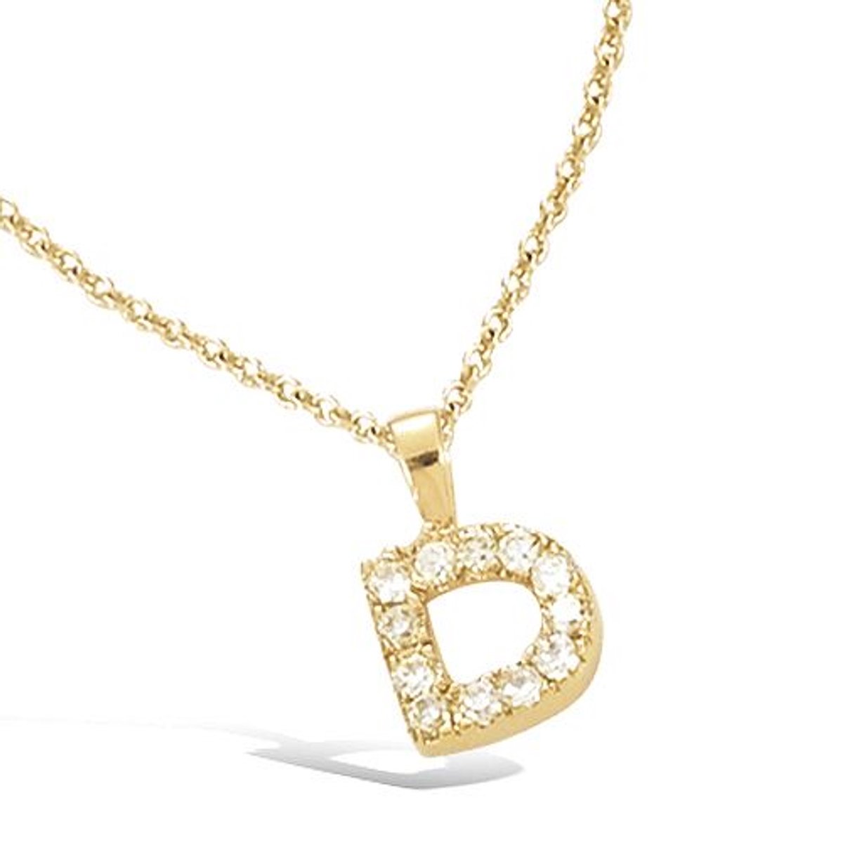 CHIVAL - Ketting 18K Verguld Goud " Initiaal D" – Letter, hanger, Naam, Luxe, Hypoallergeen, Perfect Cadeau voor Haar, Elegant, Zirkonia, Liefde, Stenen, Alfabet, Voorletter, Minimalistisch, Elegant, Sieraad voor Dames, Geschenkverpakking, Love