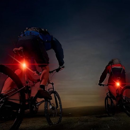 EXCITAT 2 stuks fietsachterlichten - Achterlicht voor fiets - USB-C oplaadbaar - LED-fietsachterlichten met 4-traps dimfunctie - Waterdicht - Geschikt voor fietsen, wielrenners en mountainbikes — afbeelding 2