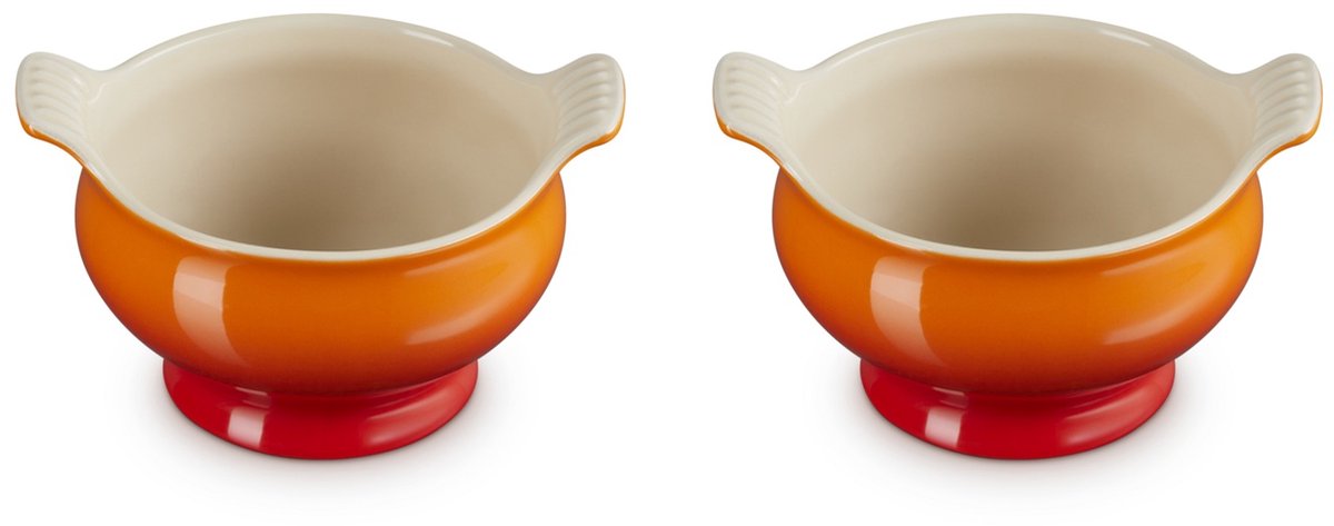 Le Creuset Soepkommen Set van 2 in Aardewerk 0,60 Liter Oranjerood