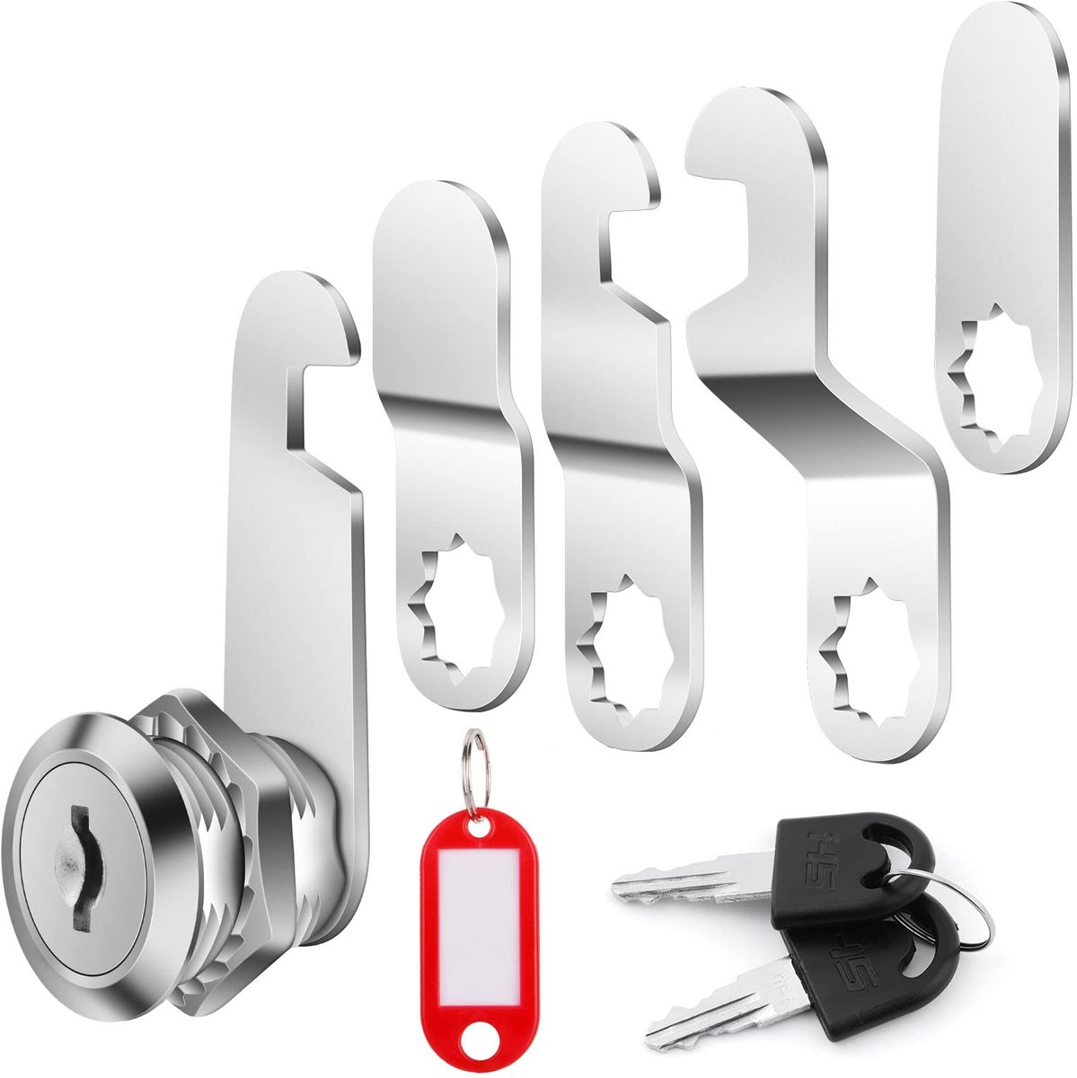 16mm beveiligingsbrievenbusslot - Brievenbusslot met 2 sleutels, 1 sleuteltag en 5 sluitplaten voor brievenbussen, kluisjes, gereedschapskisten, archiefkasten, brievenbussen
