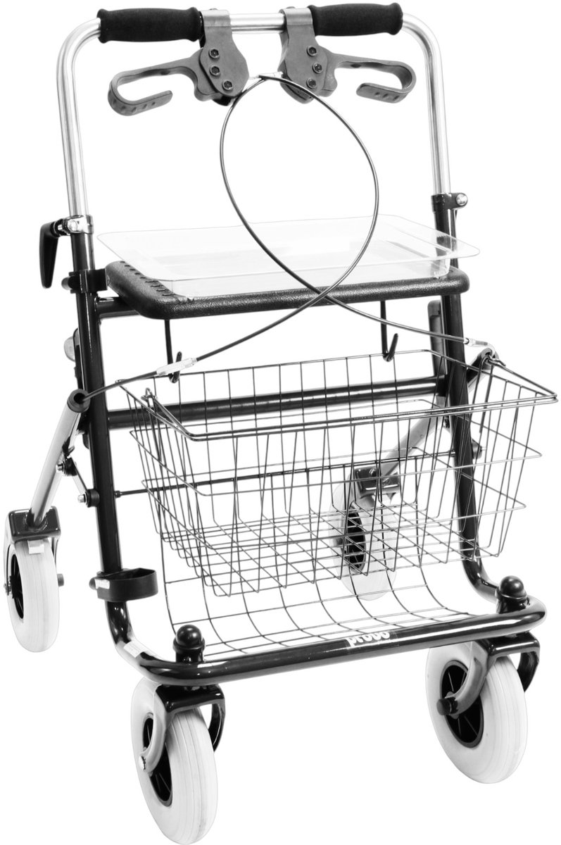 Rollator 43 cm zitbreedte - Premis Provo - Tot 120 kg - In hoogte verstelbaar - Duwbeugel - Dubbelzijdig geremd - Metallic Zwart