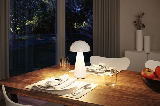 Paulmann Onzo - Lampe de table - mobile - IP44 - 2700K - 3stepdim - USBC - blanc - plastique