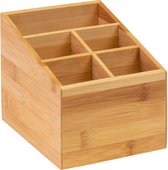 Relaxdays bestekbak bamboe, 7 vakken, bestek & keukengerei, lade organizer, bestekcassette 4,5x30,5x44,5 cm, natuur