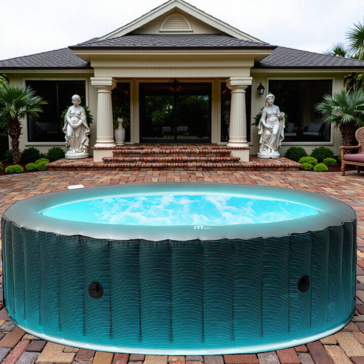 Opblaasbare Jacuzzi Spa voor 4 Personen – Bubbelbad met Verwarming tot 40°C, 795L, Airjet Massage, Draagbaar & Snel Opgezet – Indoor & Outdoor Whirlpool