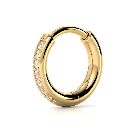 Boucles d'oreilles 20 mm Semyco® Plaqué or 18 carats - Boucles d'oreilles femme couleur or avec diamants zircone - Cadeau pour femme, petite amie, mère, anniversaire - Supernova