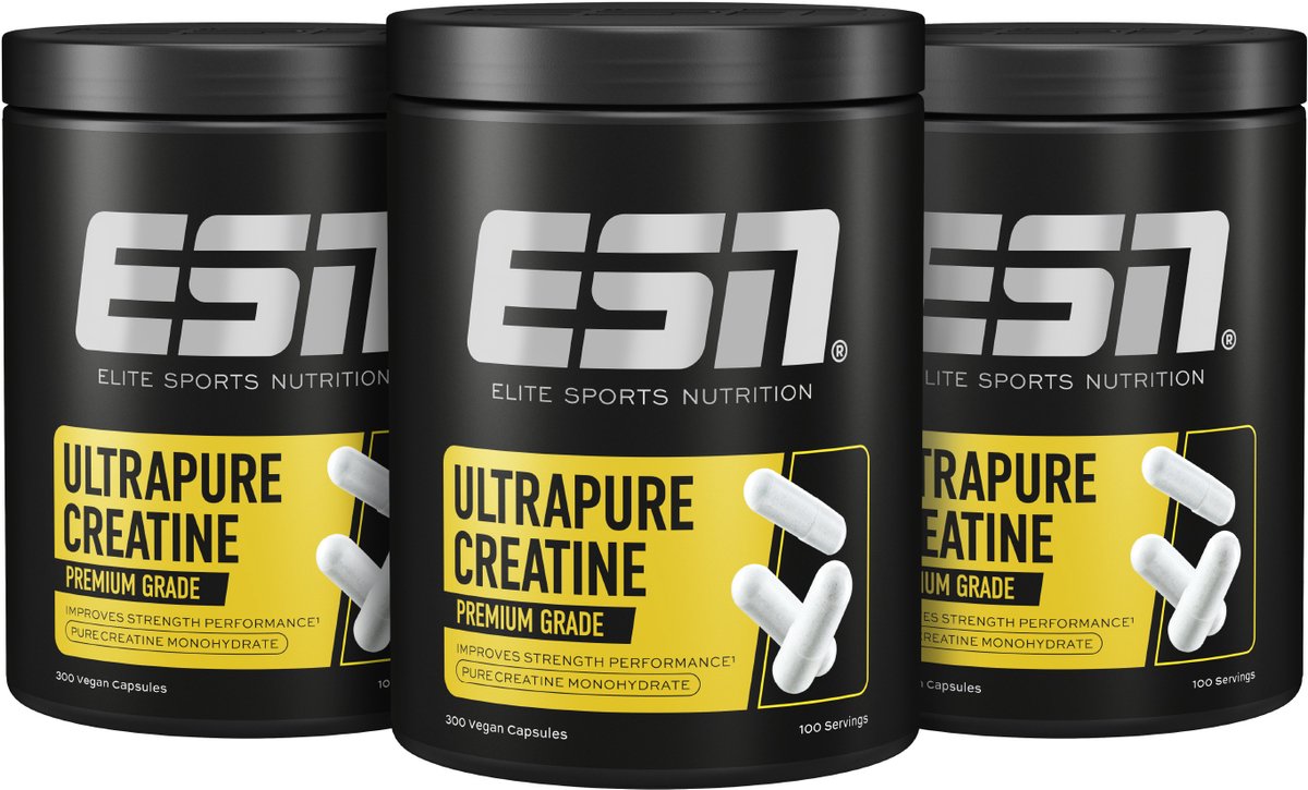 ESN Ultrapure Creatine Giga Caps, 3 x 300 Capsules Voordeelverpakking, 300 Porties Creatine Monohydraat - Vegan