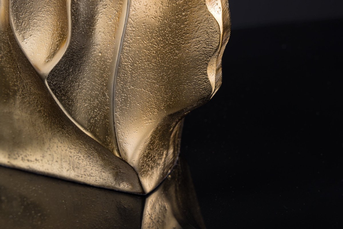 Handgemaakte vaas LIQUID 25cm goud metaal gehamerd design - 44878