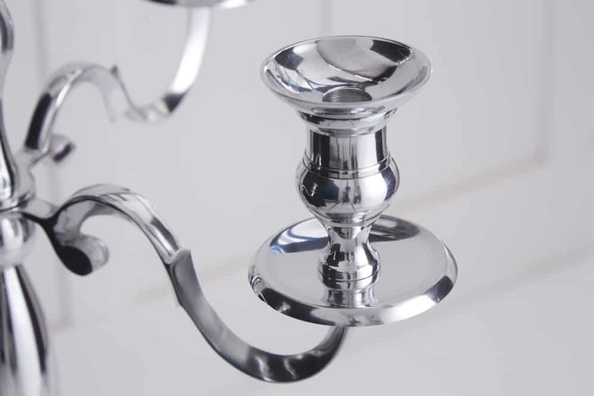 Kandelaar MODERN BAROK 120 cm zilveren 5-armige kroonluchter aluminium gepolijste kandelaar - 17365