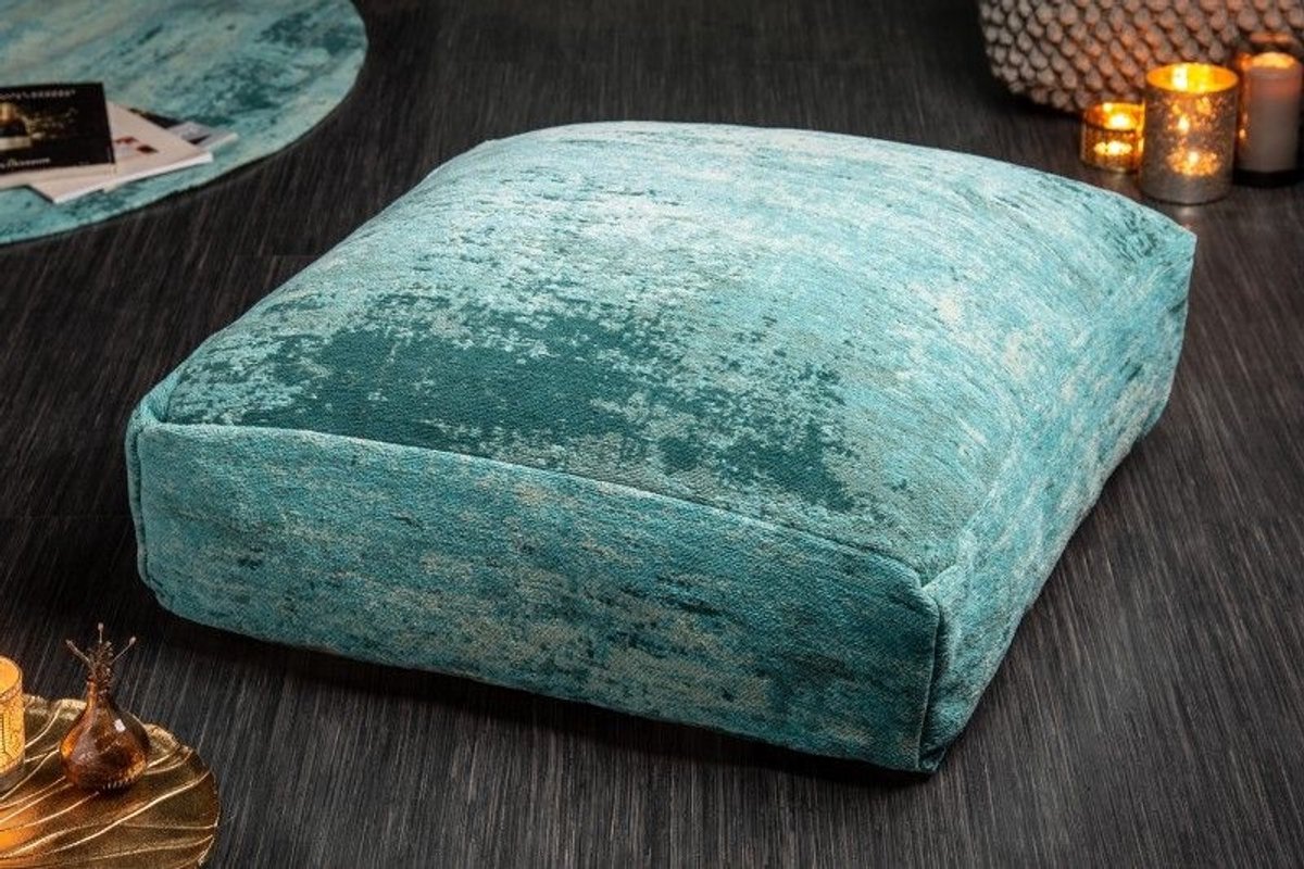 Design vloerkussen XL MODERN ART 70cm zitkussen met turquoise abstract patroon - 41267