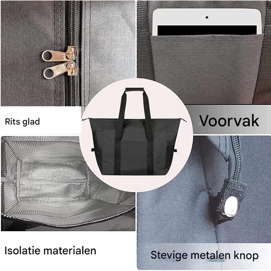 EXCITAT Koeltas - Opvouwbaar - Houdt eten vers en koel - Ideaal voor kamperen en picknicks - Zwart van EXCITAT — afbeelding 4