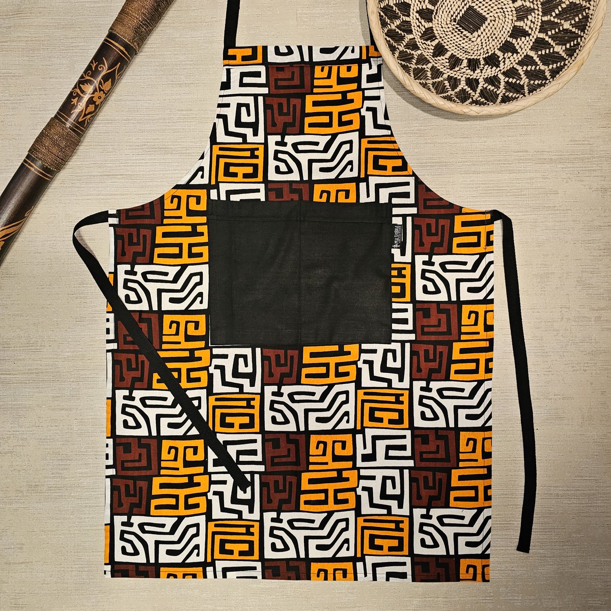 Keuken Schort | Afrikaanse Boheemse Stijl Geometrische 'Mudcloth' Bogolan Geïnspireerd Druk Schort
