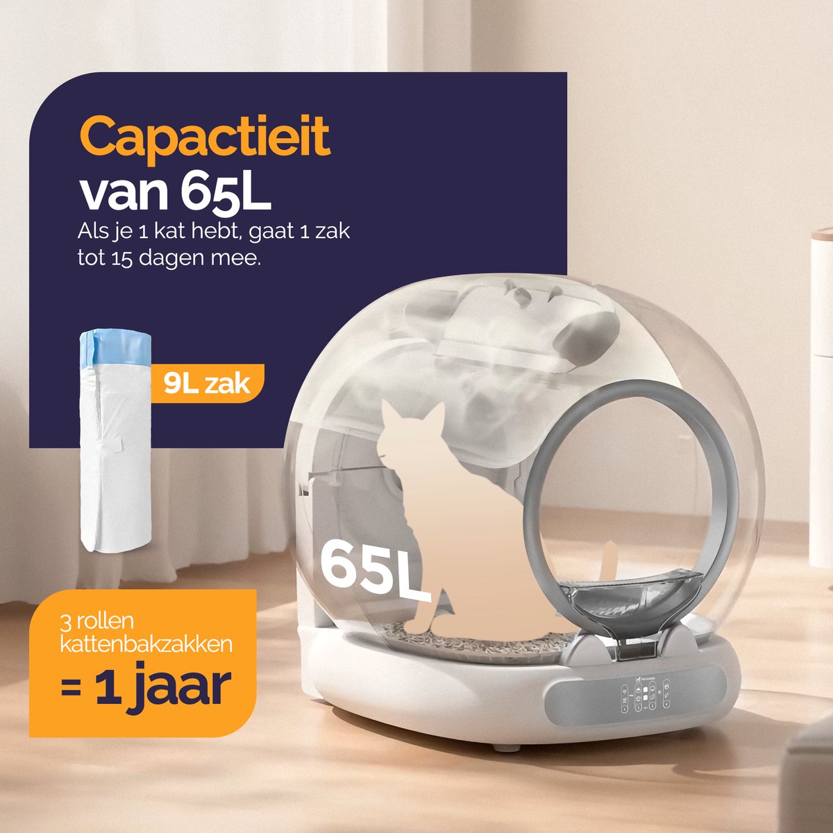 Viervoeter Fresh 3 Automatische Kattenbak Silver thumbnail 2