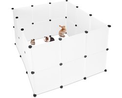 96-delige konijnenren - ren kunststof - uitbreidbare ren knaagdier - puppy - wit