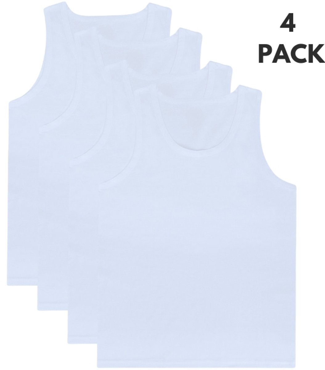 Nova Collection Heren Onderhemd - Katoen - 4 Pack - Wit - Maat M