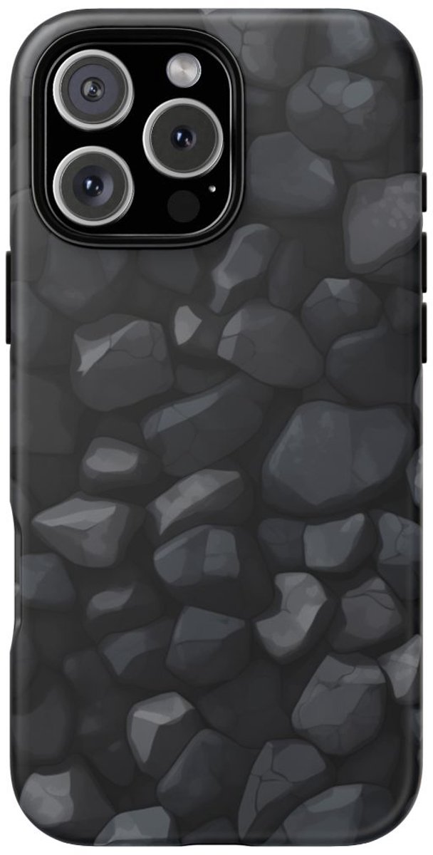 Donkergrijs Steentextuurpatroon – Telefoonhoesje Geschikt voor 16 Pro Max