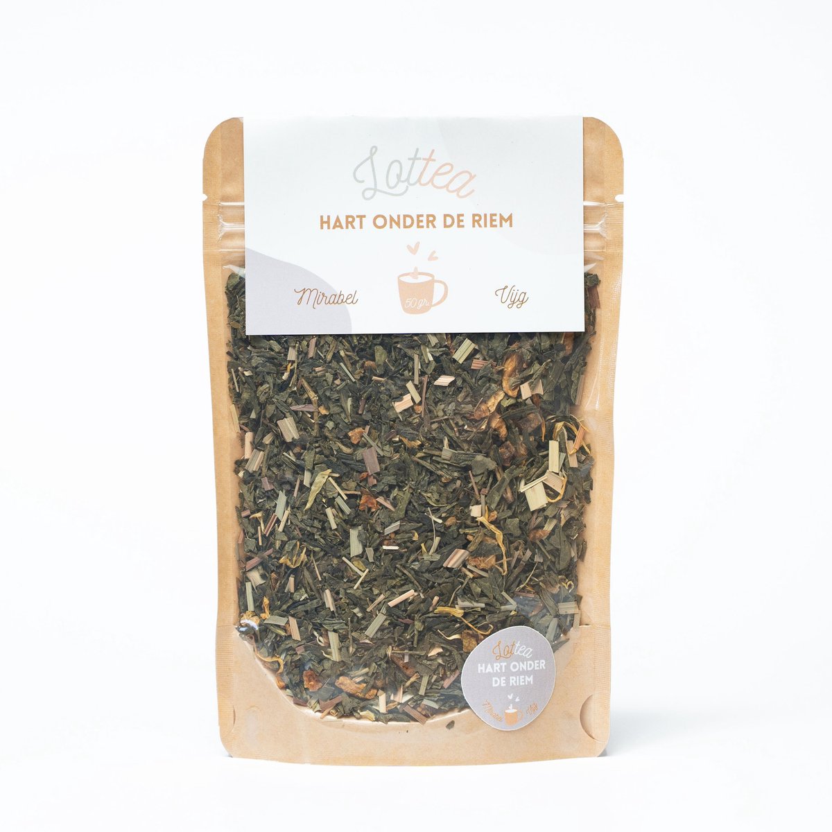 Lottea Hart onder de Riem thee 50 gram Stazak - verse thee, groene thee, thee cadeau, thee geschenk, thee cadeautje, opkikkertje