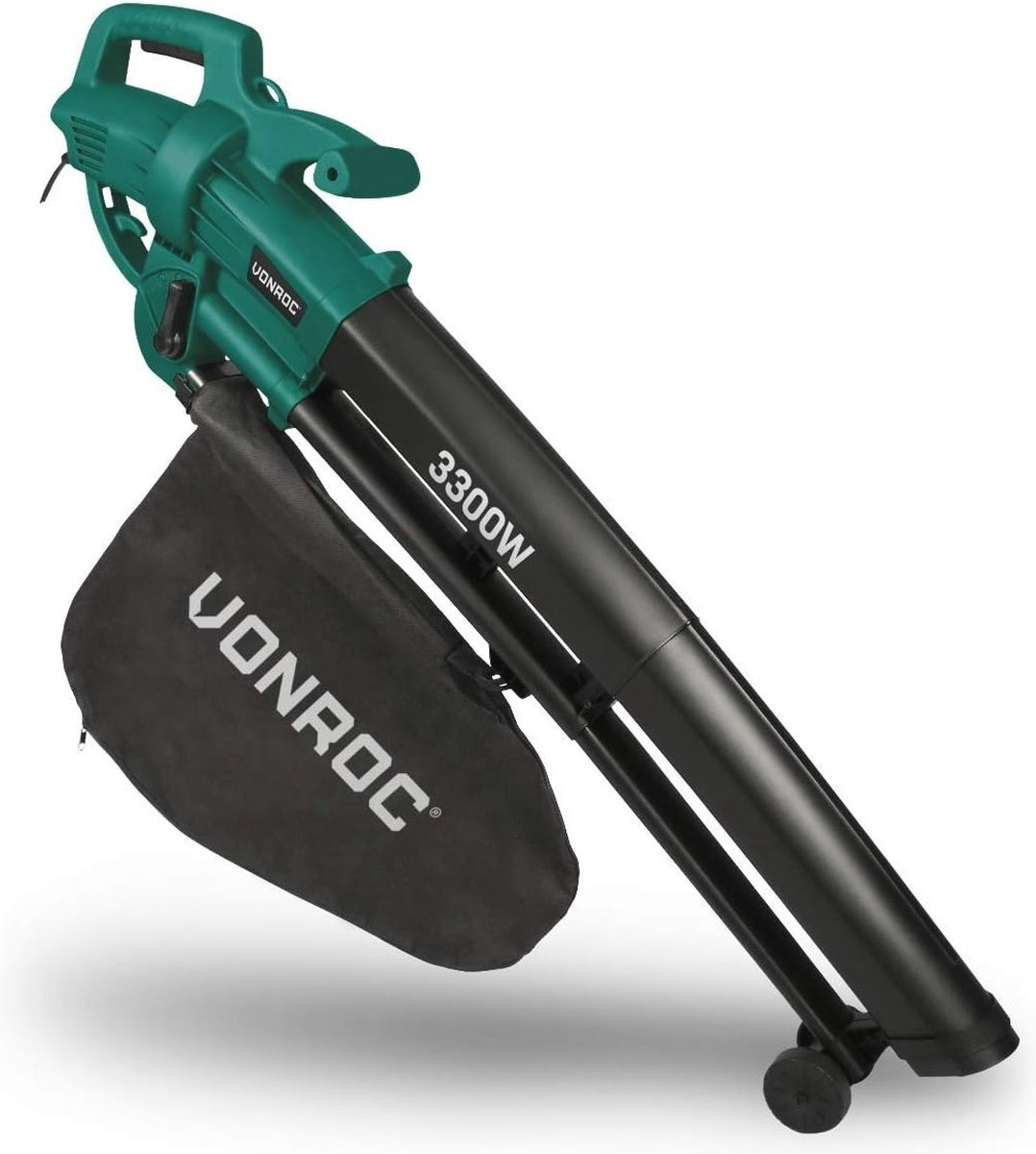 QPFO® Krachtige 3-in-1 Bladblazer 3300W – Blazen, Zuigen & Versnipperen – 270 km/h – Inclusief 40L Opvangzak – Elektrisch Tuingereedschap